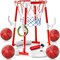 Pool Basketball Hoop Toys for Kids Ages 4-8 8-12 Adult, Summer Outdoor Swimming Pool Games Water Play Toys Family Party for Teens, 2in1 Pool Basketball Hoop & Rings Game with 4 Balls 12 Rings and Pump